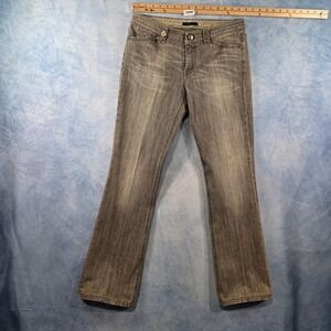 Elie Tahari Gray Wash‎ Bootcut Jeans Lace Trim Waistband Size 8 Womens